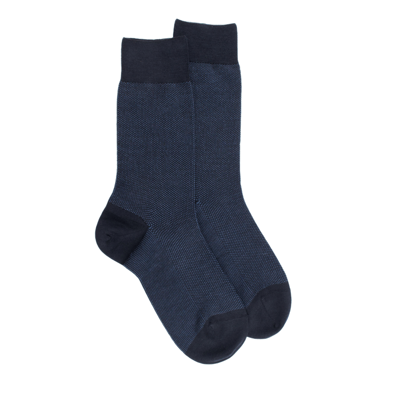 Chaussettes homme caviar en laine merinos - Bleu | Doré Doré