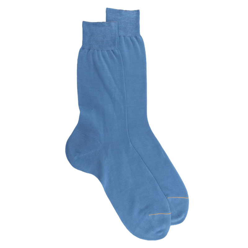 Chaussettes homme luxe en pur fil d'écosse extra fin - Bleu | Doré Doré