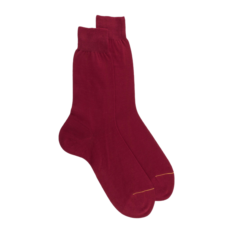 Chaussettes homme luxe en pur fil d'écosse extra fin - Framboise | Doré Doré