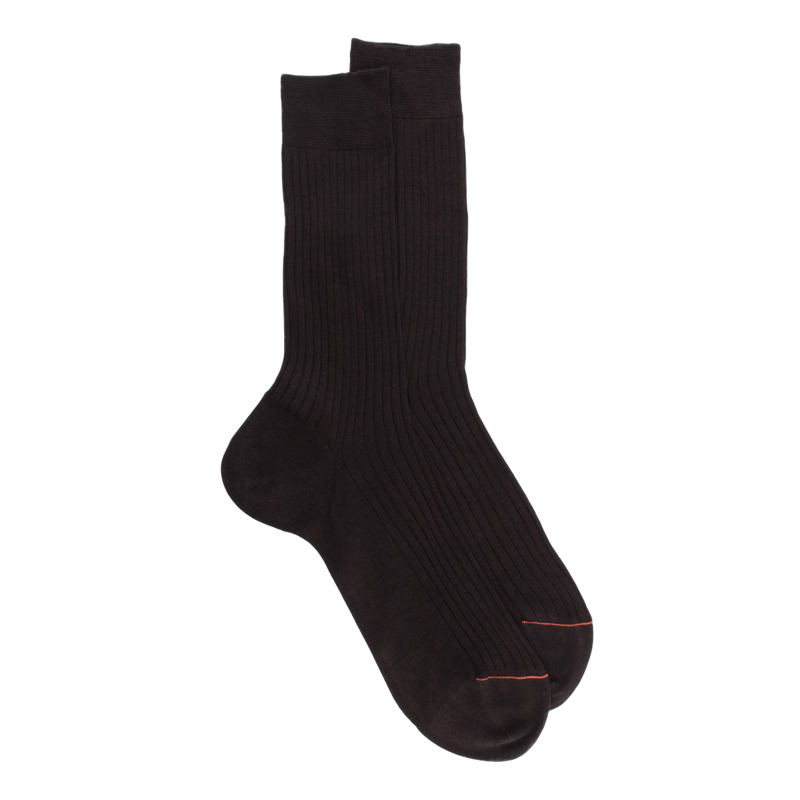 Chaussettes homme luxe en pur fil d'écosse extra fin - Marron | Doré Doré
