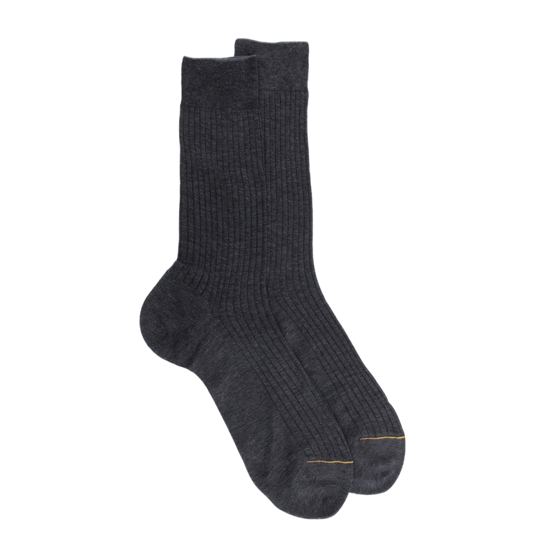 Chaussettes homme luxe en pur fil d'écosse extra fin - Gris anthracite | Doré Doré