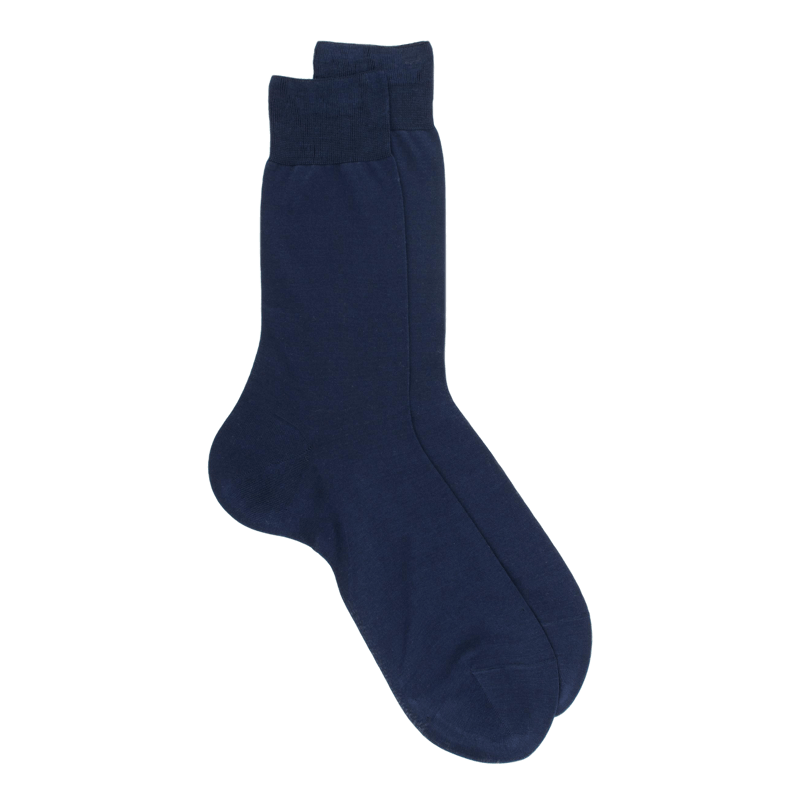 Chaussettes Homme pur fil d'écosse en maille jersey - Bleu marine | Doré Doré