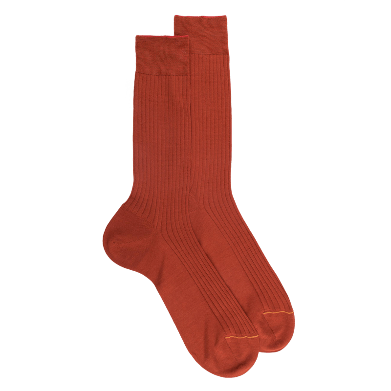 Chaussettes Homme luxe en laine mérinos extra fine - Henné | Doré Doré