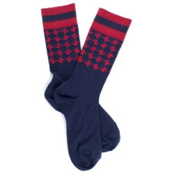 Chaussettes fantaisie en laine avec motifs géométriques - Rouge et bleu | Doré Doré