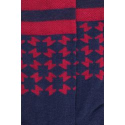 Chaussettes fantaisie en laine avec motifs géométriques - Rouge et bleu | Doré Doré