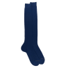 Chaussettes longues côtelées pour hommes, en fil d'Ecosse unicolore à 100% - Bleu Voilier
