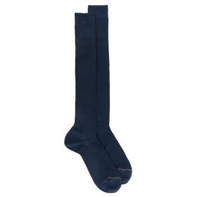 Mi-bas homme luxe 100% fil d'Ecosse extra fin - Bleu marine | Doré Doré