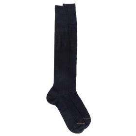 Mi-bas homme luxe 100% fil d'Ecosse extra fin - Bleu marine foncé | Doré Doré