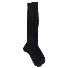 Mi-bas homme luxe 100% fil d'Ecosse extra fin - Noir | Doré Doré