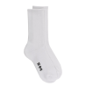 Chaussette à côtes en coton mélangé, semelle bouclette - Blanc