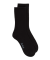 Chaussette à côtes en coton mélangé, semelle bouclette - Noir