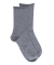 Chaussettes femme en coton doux avec bords roulés  - Gris