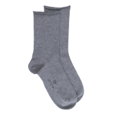 Chaussettes femme en coton doux avec bords roulés  - Gris | Doré Doré