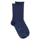 Chaussettes femme en coton doux avec bords roulés  - Bleu marine | Doré Doré