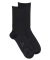 Chaussettes femme en coton doux avec bords roulés  - Noir