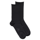 Chaussettes femme en coton doux avec bords roulés  - Noir | Doré Doré