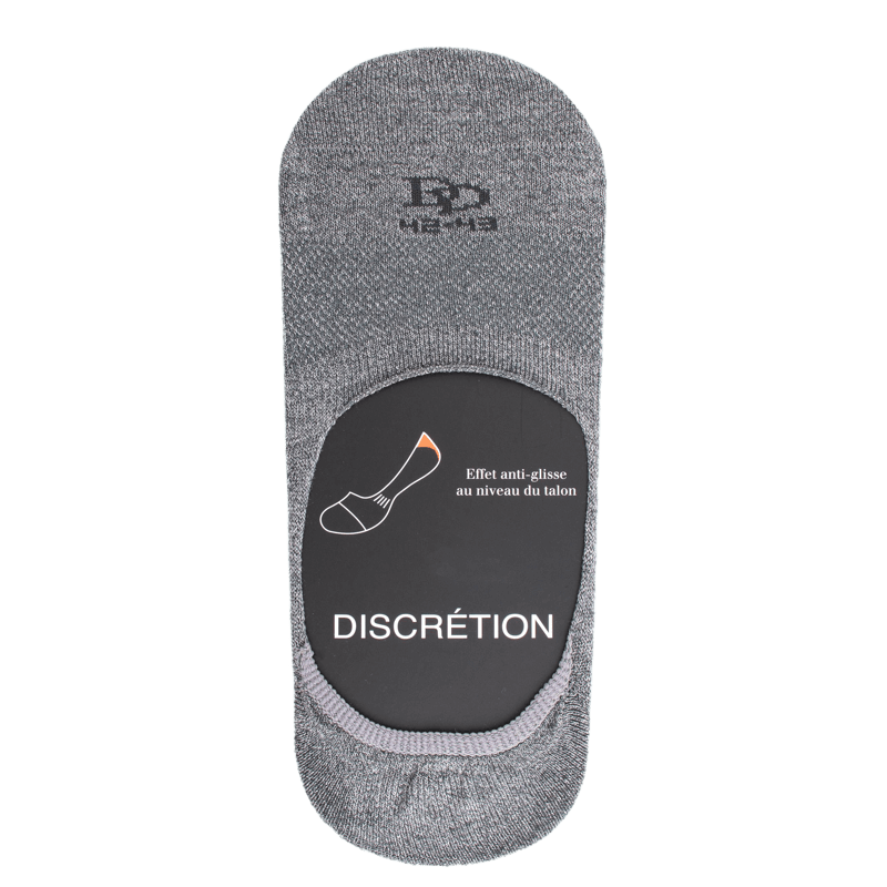 Chaussettes invisibles homme en fil d'écosse et bandes anti-glisse - Gris | Doré Doré
