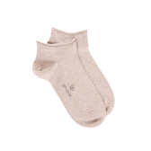 Socquettes courtes avec bord roulé en coton égyptien - Beige | Doré Doré