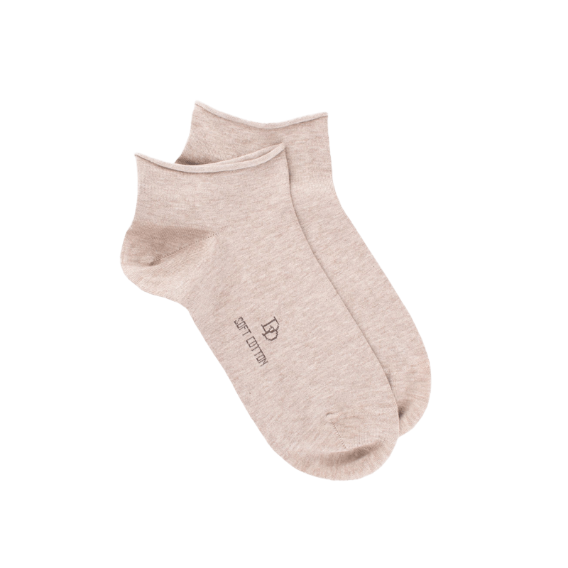 Socquettes courtes avec bord roulé en coton égyptien - Beige | Doré Doré