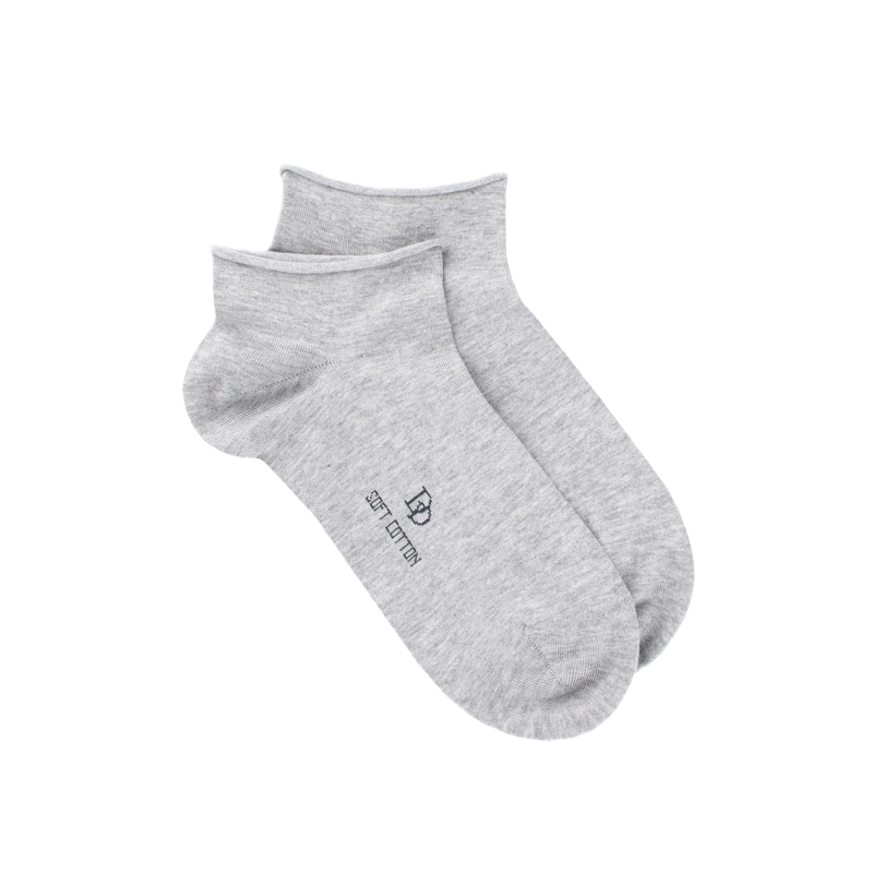 Socquettes courtes avec bord roulé en coton égyptien - Gris clair | Doré Doré