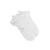 Socquettes courtes avec bord roulé en coton égyptien - Blanc | Doré Doré