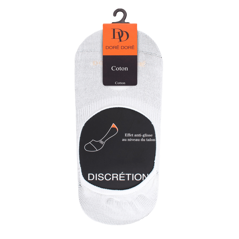 Chaussettes femme invisible en coton et bandes anti glisse Blanc Dore Dore